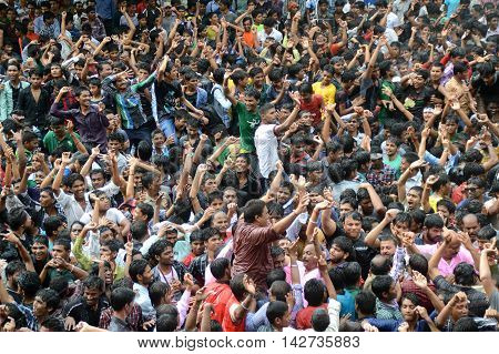 AMRAVATI, MAHARASHTRA, INDIA - AUGUST 29 : Crowd of young People enjoying 