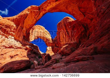 Double Arch In Arches National Park, Utah, Usa