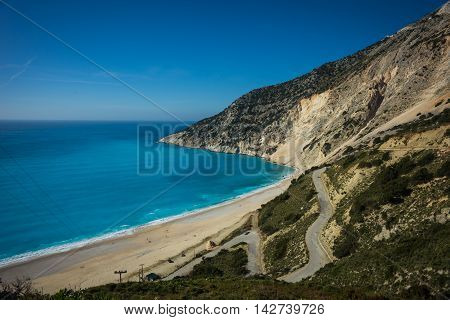 Picturesque Mirtos Beach On The Island Of Kefalonia, Greece