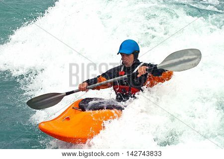 August kayak trip on the waterfalls of Norway