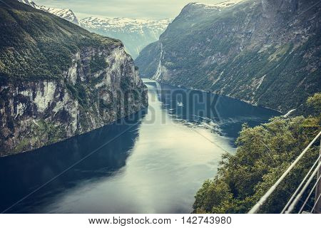 View On Geirangerfjord From Flydasjuvet Viewpoint Norway