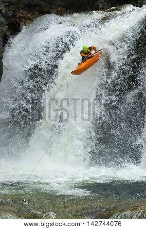 Jump from the waterfall in Norway, Ula river.