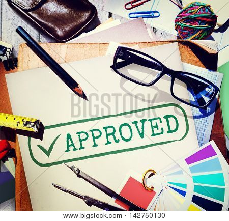Approved Authorised Decision Selection Graphic Concept