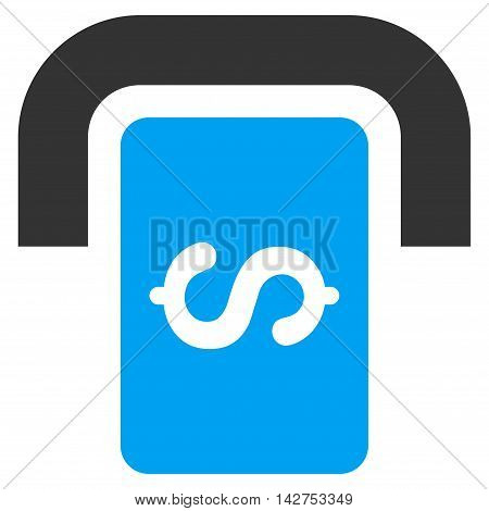 Cashpoint Terminal icon. Vector style is bicolor flat iconic symbol with rounded angles, blue and gray colors, white background.