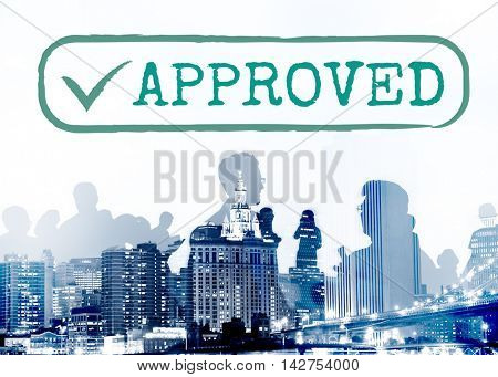 Approved Authorised Decision Selection Graphic Concept