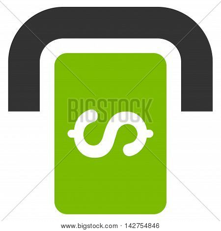 Cashpoint Terminal icon. Vector style is bicolor flat iconic symbol with rounded angles, eco green and gray colors, white background.