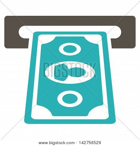 Cashpoint Terminal icon. Vector style is bicolor flat iconic symbol with rounded angles, grey and cyan colors, white background.