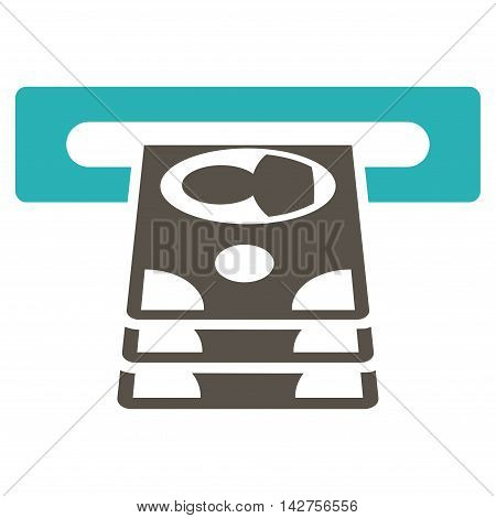 Cashpoint icon. Vector style is bicolor flat iconic symbol with rounded angles, grey and cyan colors, white background.