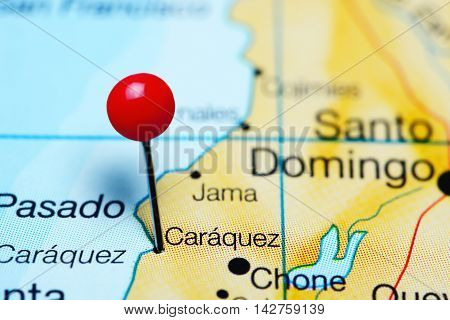 Caraquez pinned on a map of Ecuador