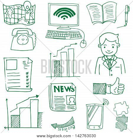 Doodle of business icon set stock vector art