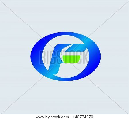 Letter F logo icon design template elements. Vector round sign