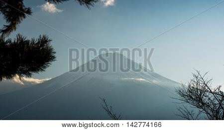 Cloudy with Mountain Fuji and clear blue sky