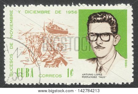 MOSCOW RUSSIA - CIRCA JULY 2016: a post stamp printed in CUBA shows A. L. Fernandez 