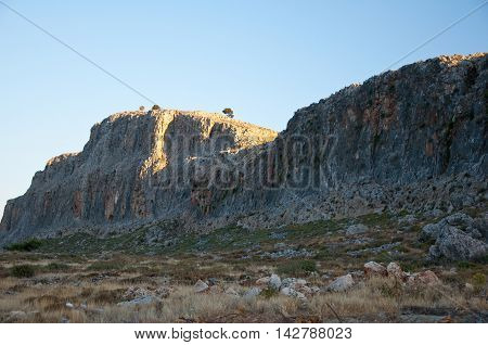 Mountains on Rhodes island Greece. In the centr island.