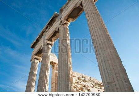 Ionic columns of the Erechtheion Athens Greece.