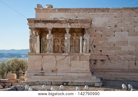 The Porch Of The Caryatids On The Acropolis Of Athens. Greece.