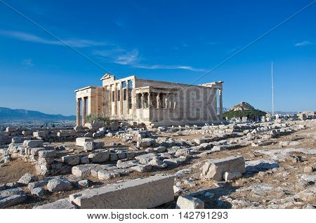 The Erechtheion on Acropolis of Athens. Greece.