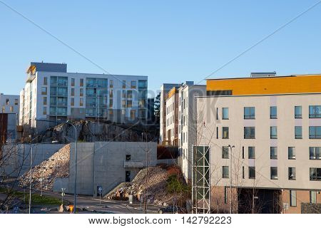 Apartment house on the hill in Helsinki