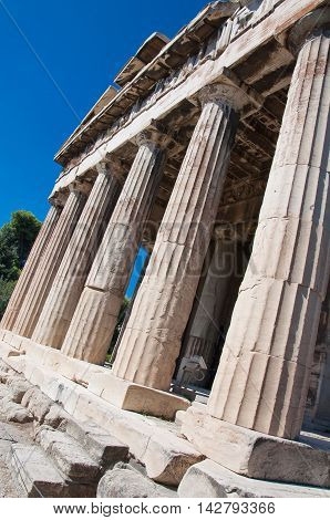 Temple of Hephaestus in ancient Agora. Athens Greece.