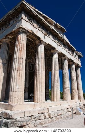 The Temple of Hephaestus at the north-west side of the Agora of Athens.Greece.