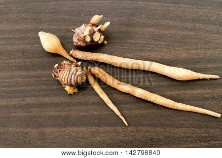 Freshness Of Fingerroot For Cooking On Wooden Background.