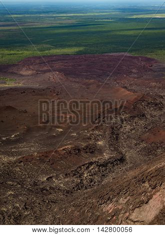 Tolbachik southern breaks lava stream formed after the eruption of 2013, Kamchatka, Russia.