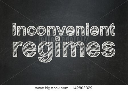 Political concept: text Inconvenient Regimes on Black chalkboard background