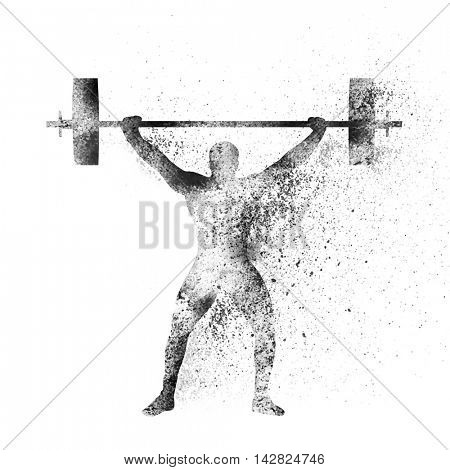 Weight Lifter lifting heavy weight on white background, Creative vector illustration made by abstract splash for Sports concept.