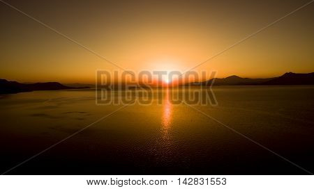 sunset aerial greece from above alepoxori drone
