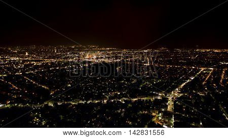 aerial athens from above by night greece