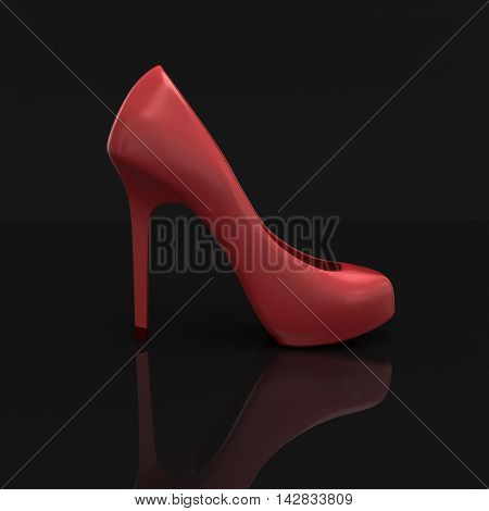 3D rendering of a pred high heel on black