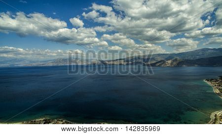 cloudy sea landscape greece alepochori from above