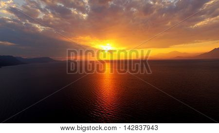 sunset seasides greece athens alepochori from above cloudy
