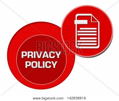 Privacy policy concept image with text and related symbol.