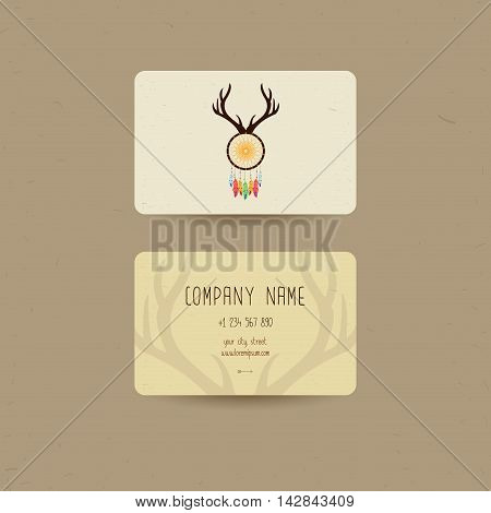 two cards for ethnic style can be used us party invitation or us boho shop business cards vector illustration.
