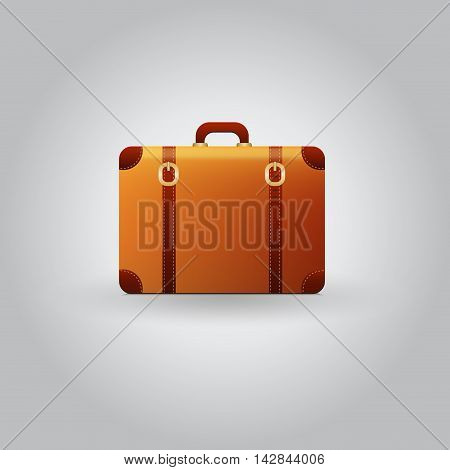 Vector vintage Travel Suitcase isolated on gray background.