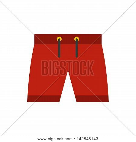 Red shorts for swimming icon icon in flat style on a white background