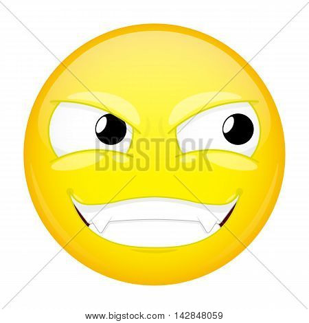 Evil emoji. Happy emotion. Nibbler emoticon. Illustration smile icon.