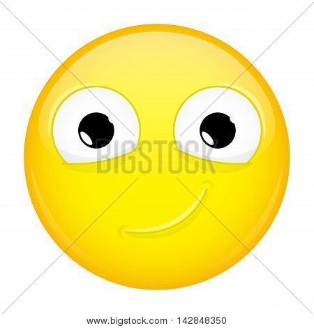 Smiling emoji. Smirk emotion. Happy emoticon. Illustration smile icon.