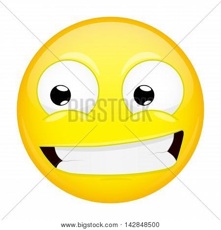 Smiling emoji. Smirk emotion. Grin emoticon. Illustration smile icon.