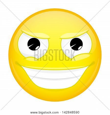 Evil emoji. Bad emotion. Wicked emoticon. Illustration smile icon.