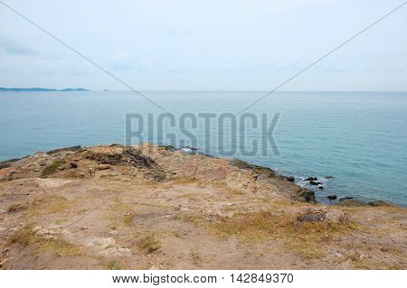Calm scene of seascape view from cape mountain at Mu Ko Samet National Park in Rayong Thailand.