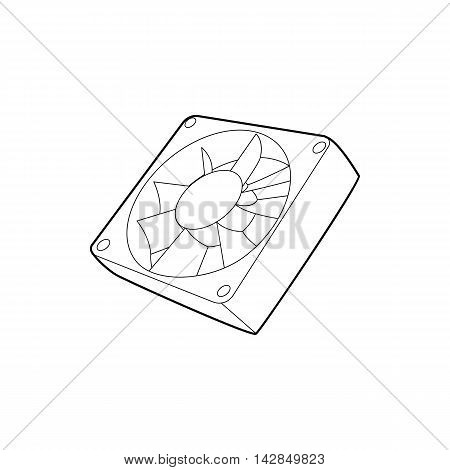 Computer case cooling fan icon in outline style on a white background