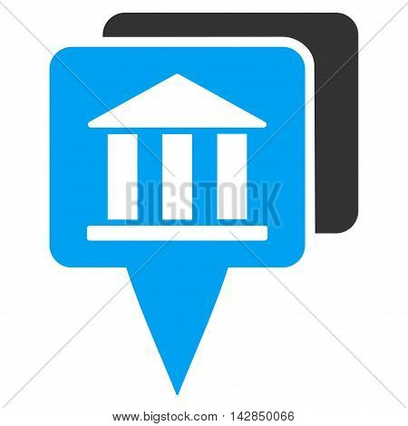 Bank Map Pointers icon. Vector style is bicolor flat iconic symbol with rounded angles, blue and gray colors, white background.