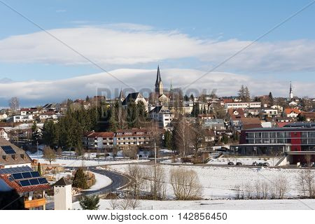 Winter view of the Municipality of Bad Leonfelden in Upper Austria