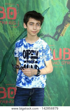 LOS ANGELES - AUG 14: Aidan Gallagher at the premiere of Focus Features' 'Kubo and the Two Strings' at AMC Universal City Walk on August 14, 2016 in Los Angeles, California