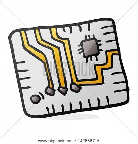 freehand drawn cartoon computer circuitboard