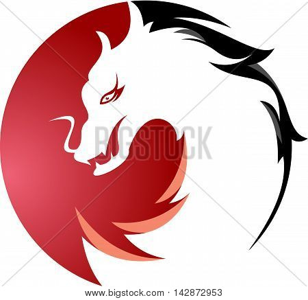 logo illustration dragon head circular on circle