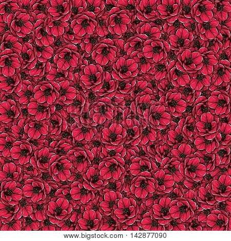 Full decorative background with camellia. Floral illustration.