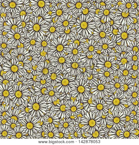Ornamental template filled with chrysanthemums. Background image.